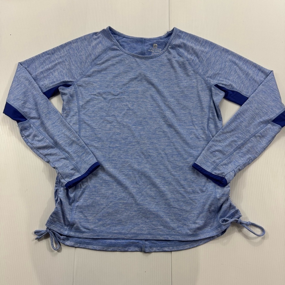 JK100. Free Country Heather Blue Long Sleeve Tee (XL)